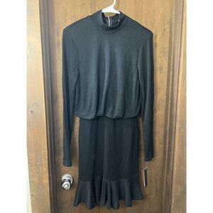 NWT City Studio Womens Mock Neck Knee-Length Sweaterdress Black - Size M